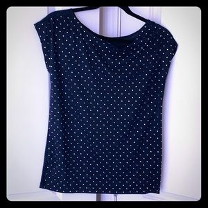 Capped sleeve navy blue shirt